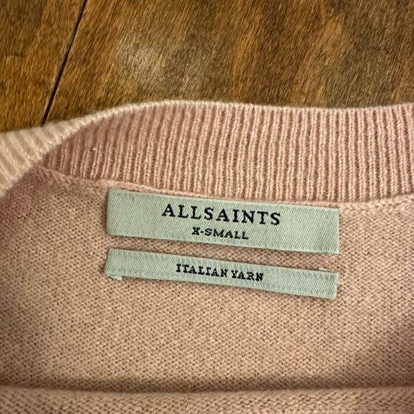 All Saints Pink Cashmere Split Hem Tara Sweater Jumper Sz XS - Picture 11 of 12